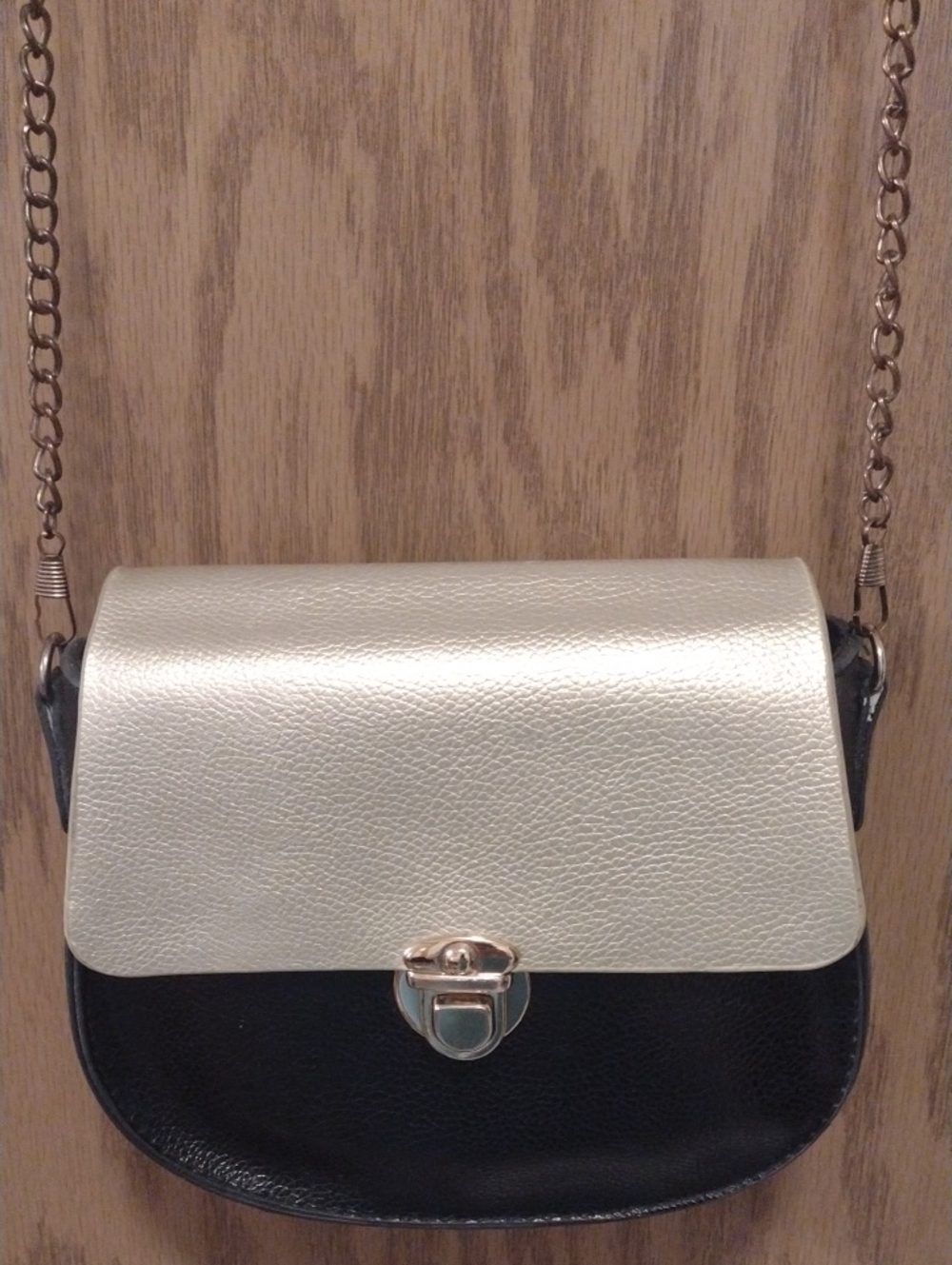 Silver and Black Crossbody Bag - Classic Two-Tone Shoulder Purse
